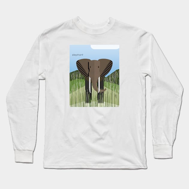 Minimal Zoo Art Series | A to Z  | Elephant Long Sleeve T-Shirt by Rad Love